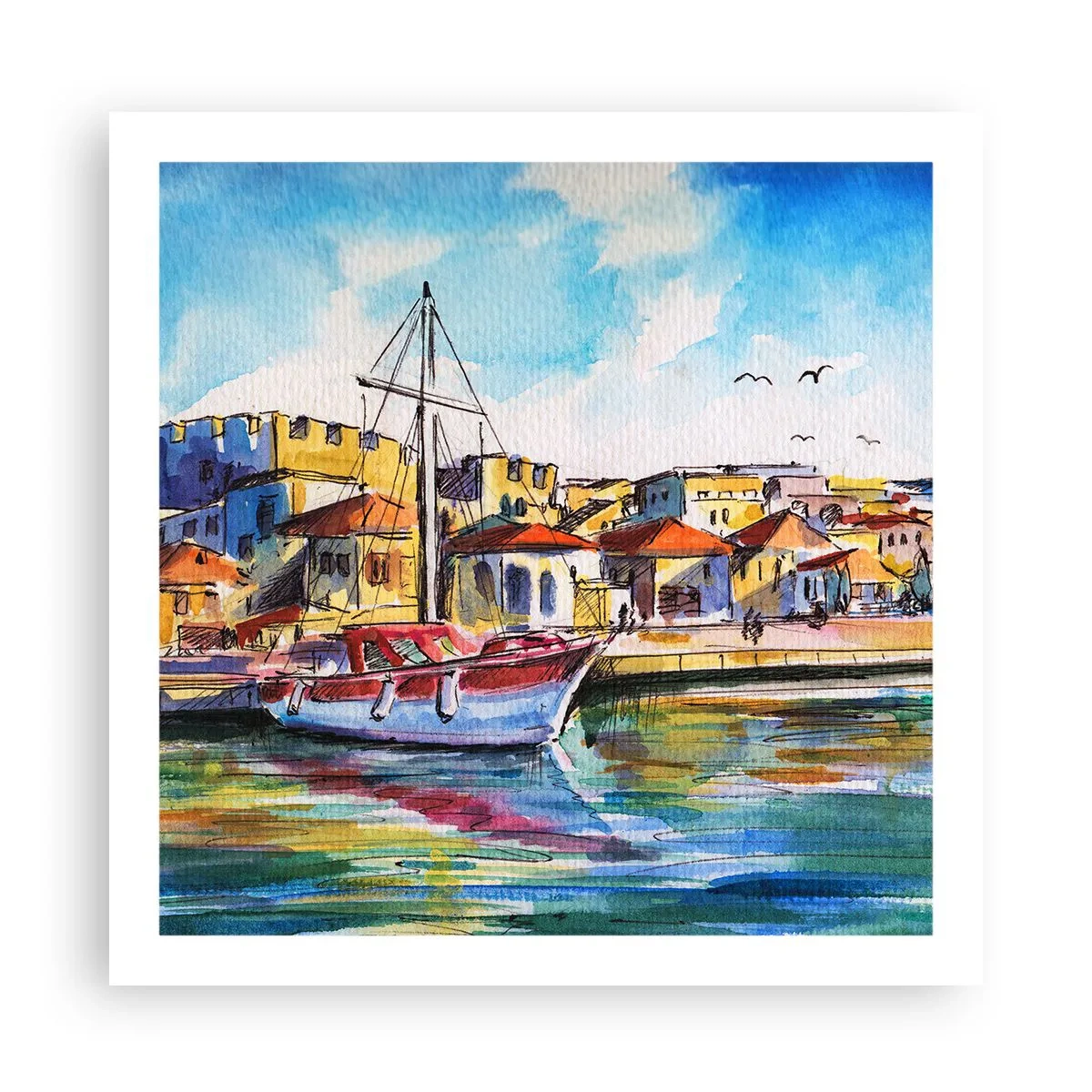 Plakat - Regnbue eftermiddag - 60x60 cm