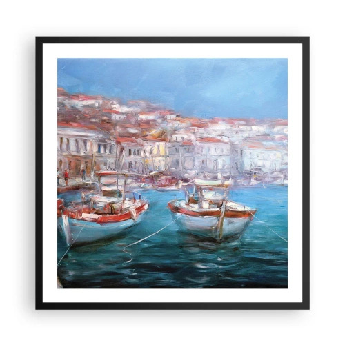 Plakat i sort ramme - Italiensk bugt - 60x60 cm