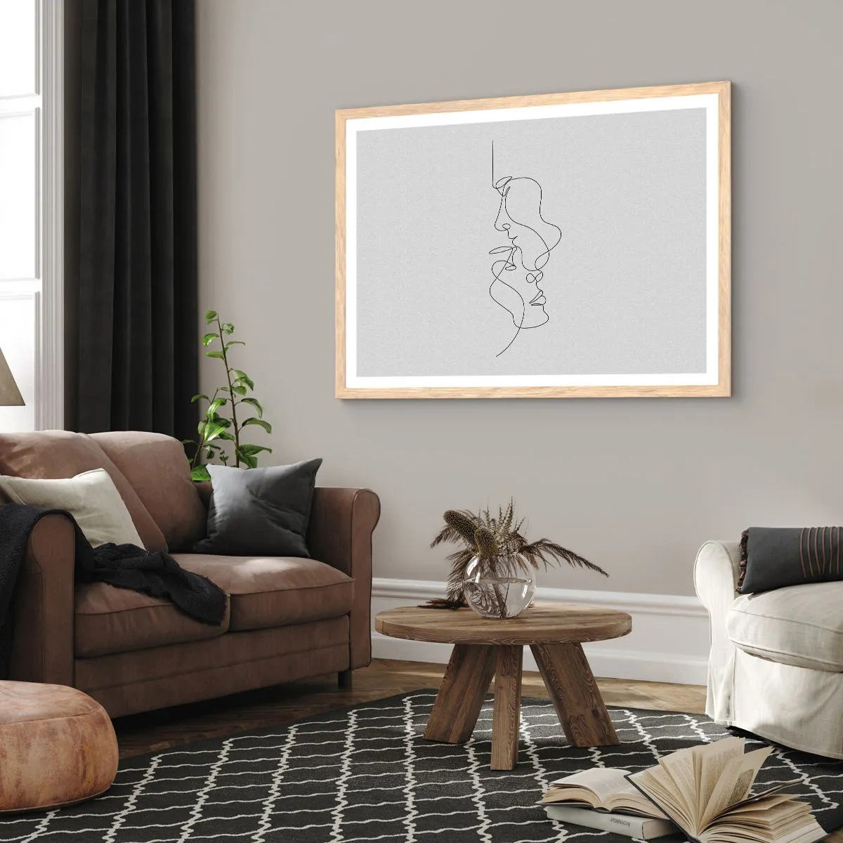 Plakat i ramme af lyst egetræ - Gløderne af glubende begær - 50x40 cm