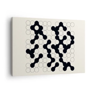 Lærredstryk - Billede på lærred - Sort-hvide mønstre med cirkler på en lys baggrund - 70x50cm - Kinesisk spil - variation - Moderne vægdekoration til stue og soveværelse ARTTOR