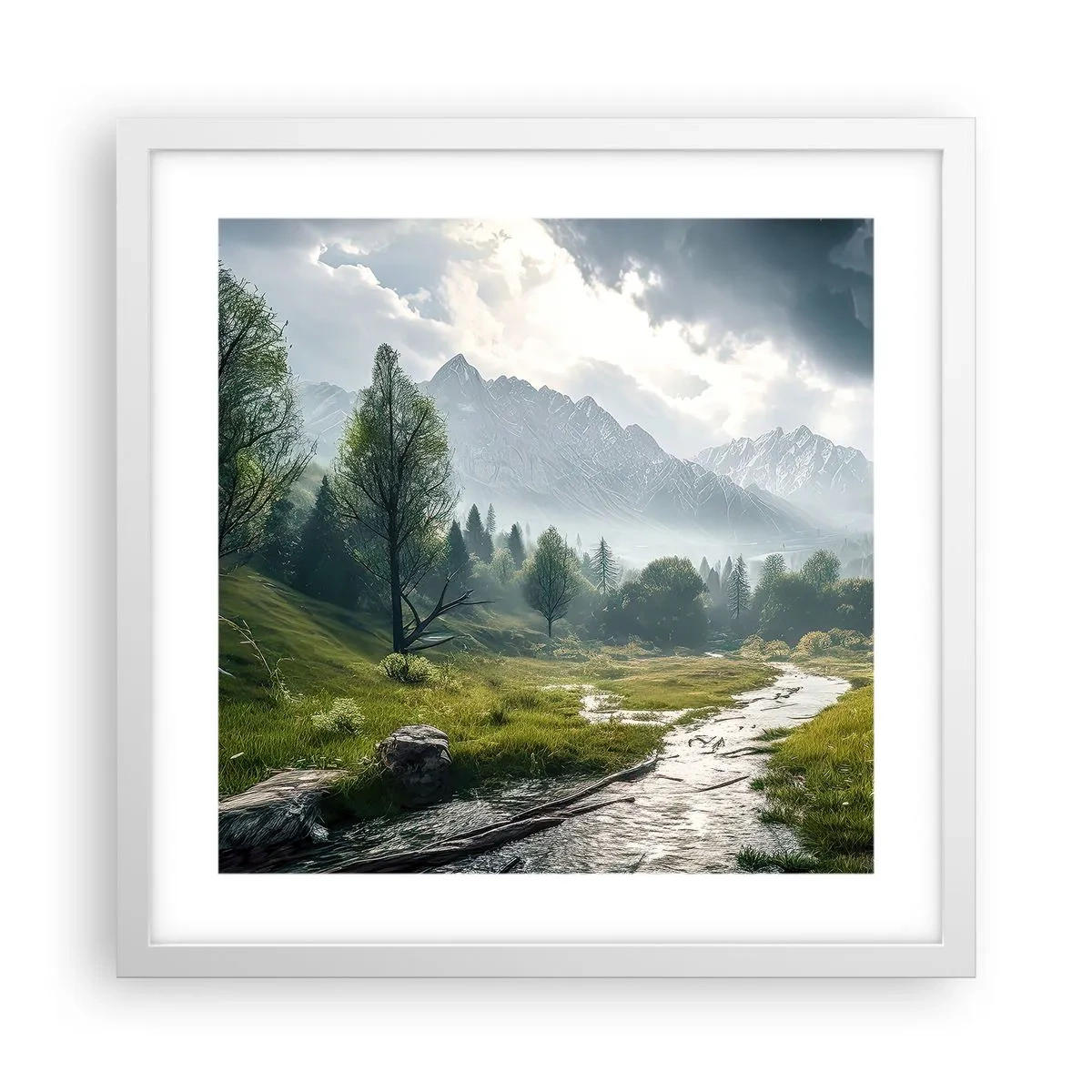 Plakat i hvid ramme - Der og tilbage - 40x40 cm