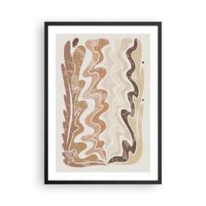 Plakat i sort ramme - En abstrakt komposition i varme beige nuancer. - 50x70cm - God energi - gode følelser - Moderne vægdekoration til stue og soveværelse ARTTOR