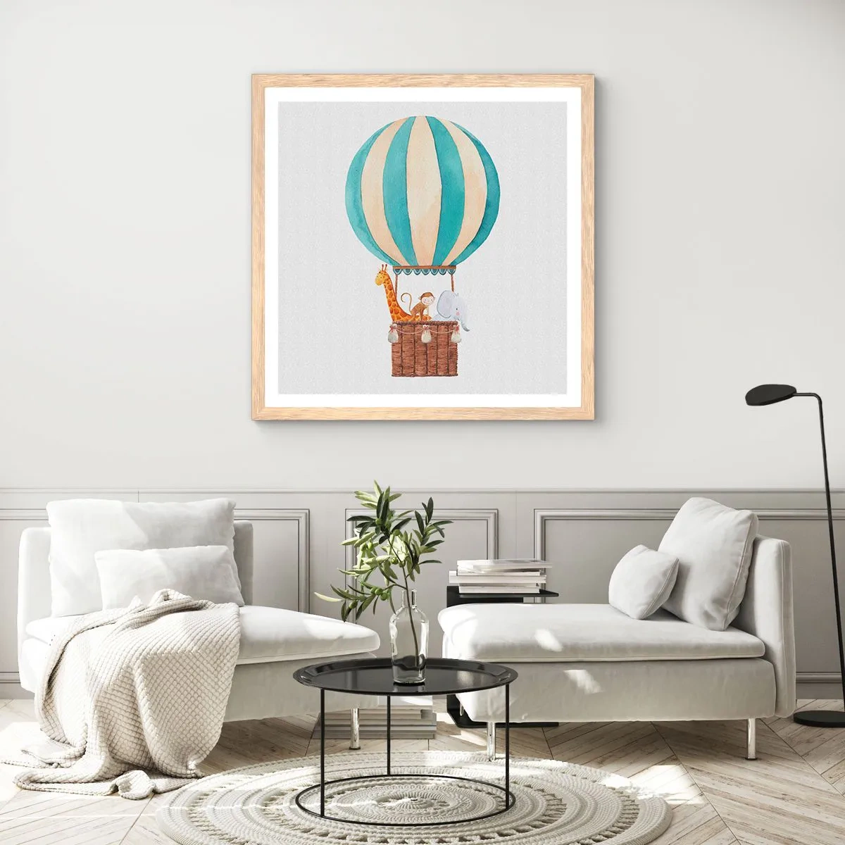 Plakat i ramme af lyst egetræ - Fantastisk tur - 50x50 cm