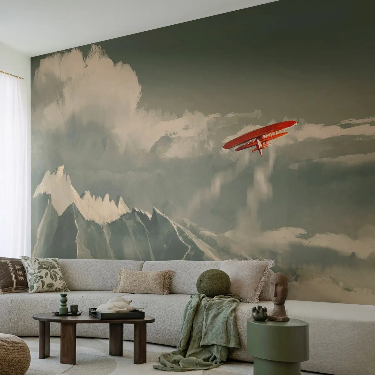 Fototapet Premium Canvas - Frygtløs pioner - Abstraktion, Fly, Bjerglandskab - 250x175 cm