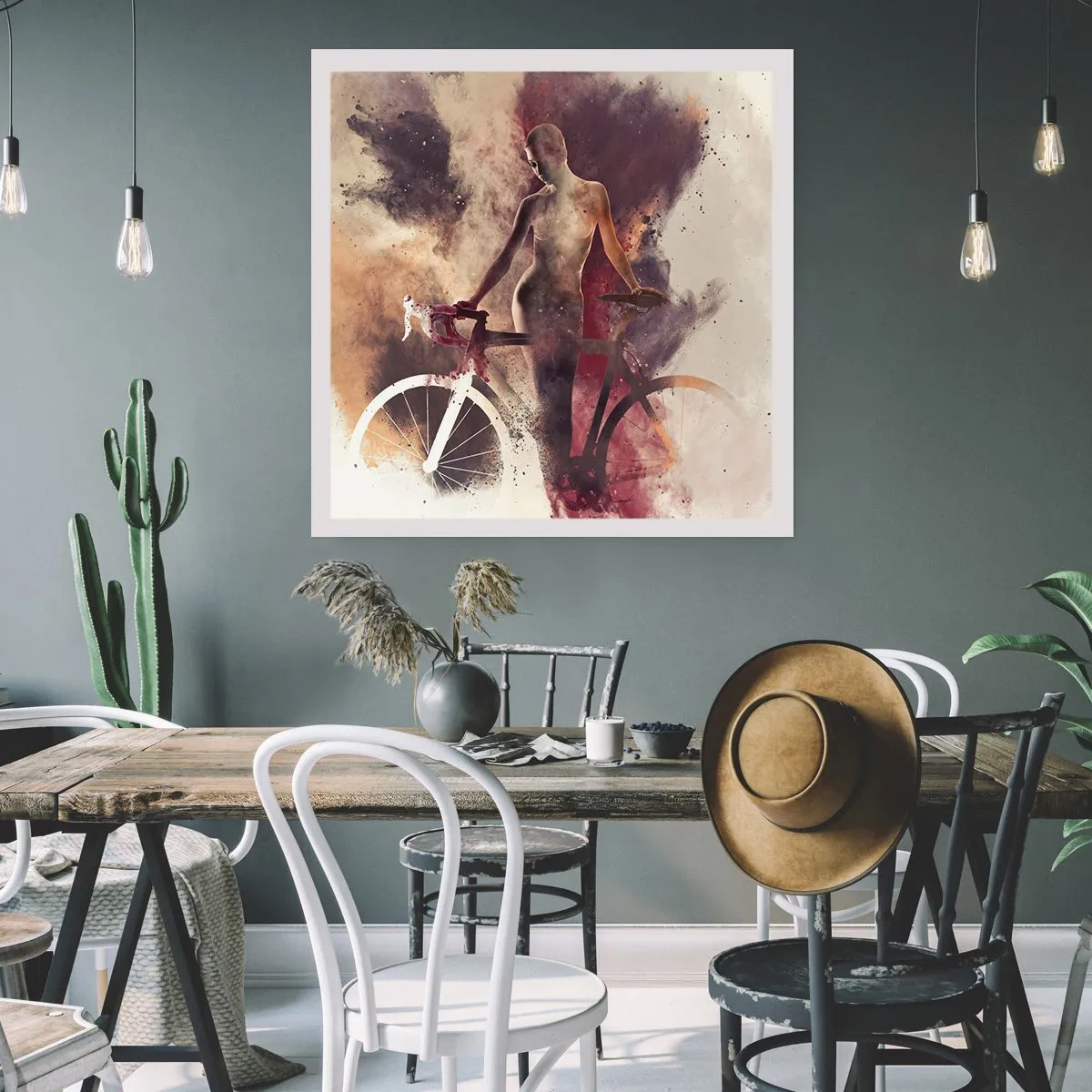 Plakat - I marmor former den cyklende sjæl - 50x50 cm