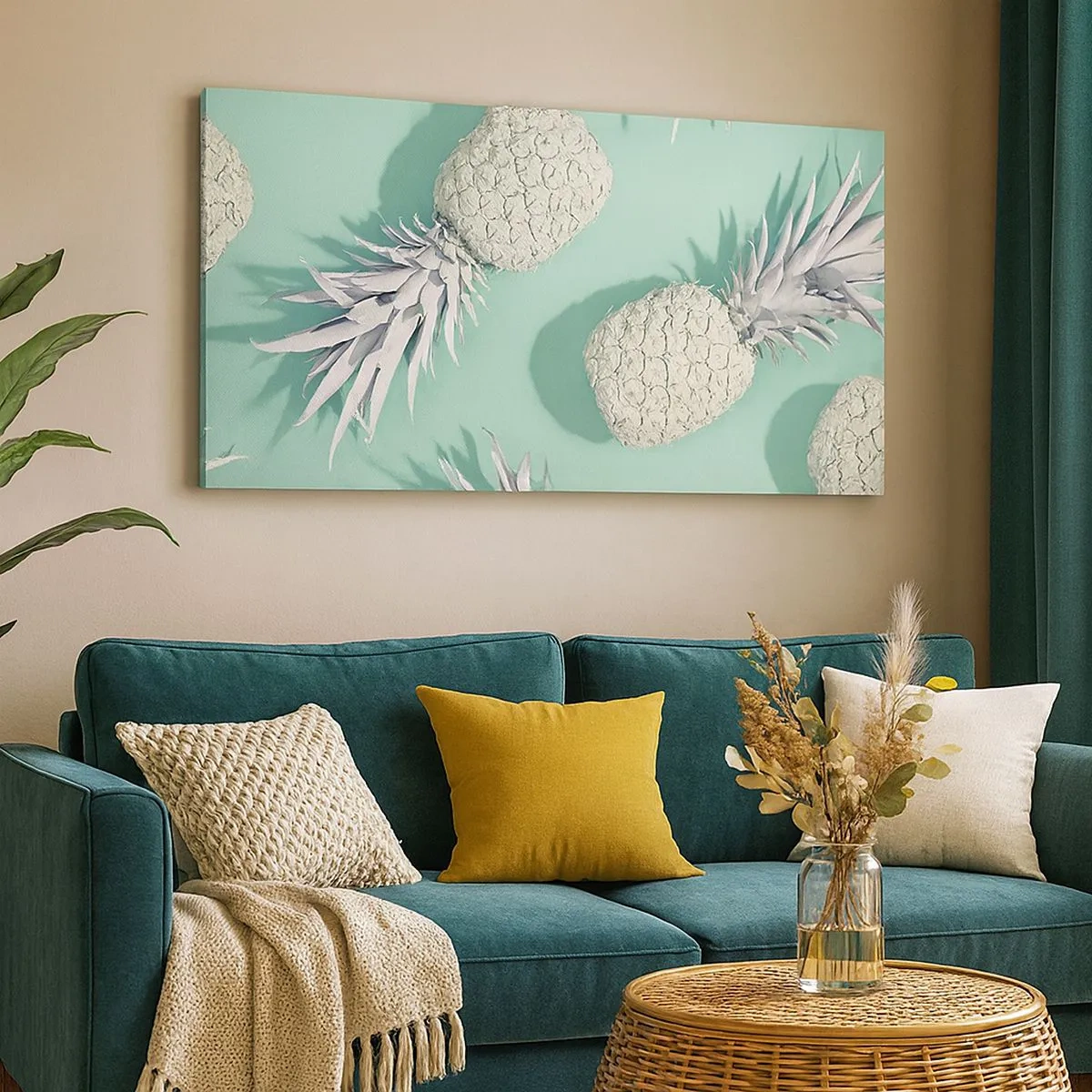 Lærredstryk - Billede på lærred - passer godt sammen med mynte - 100x40 cm