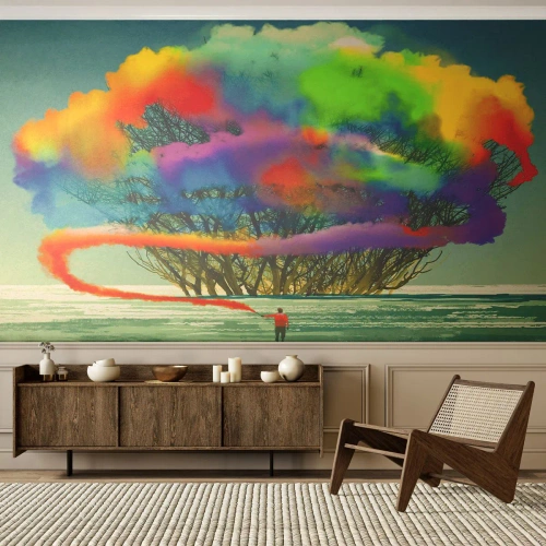 Fototapet Premium Sand - Giv liv til denne verden - Abstraktion, Mand, Moderne mønster - 100x70 cm