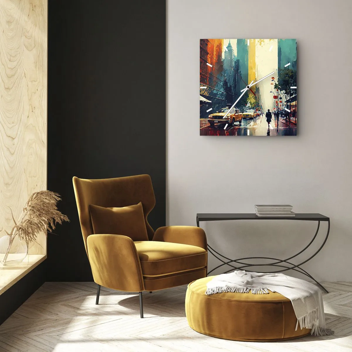 Vægur, Uret - New York - her er selv regnen farverig - 40x40 cm
