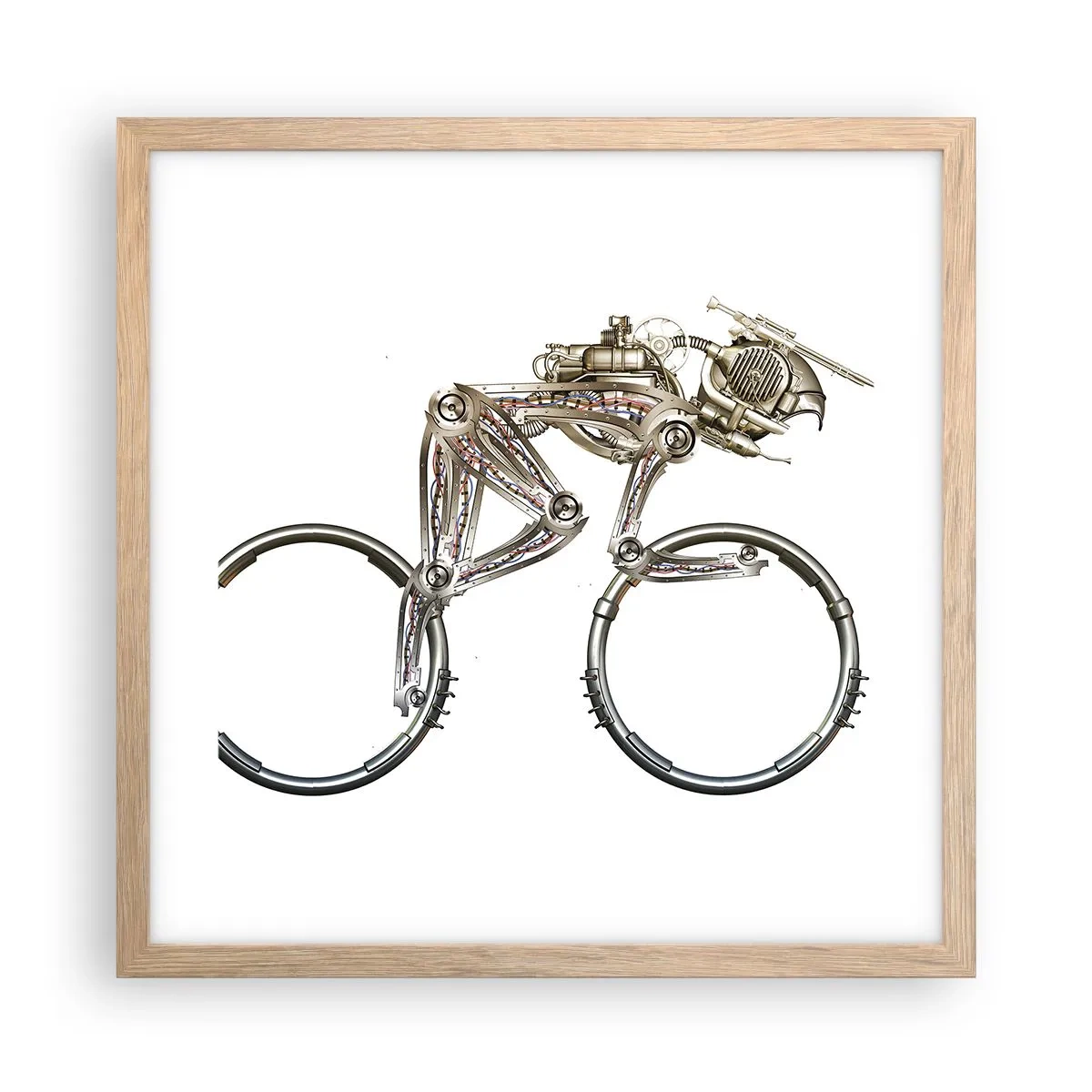 Plakat i ramme af lyst egetræ - En fantastisk maskine - 40x40 cm