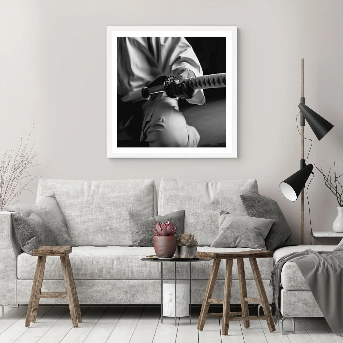 Plakat i hvid ramme - En krigers sjæl - 60x60 cm