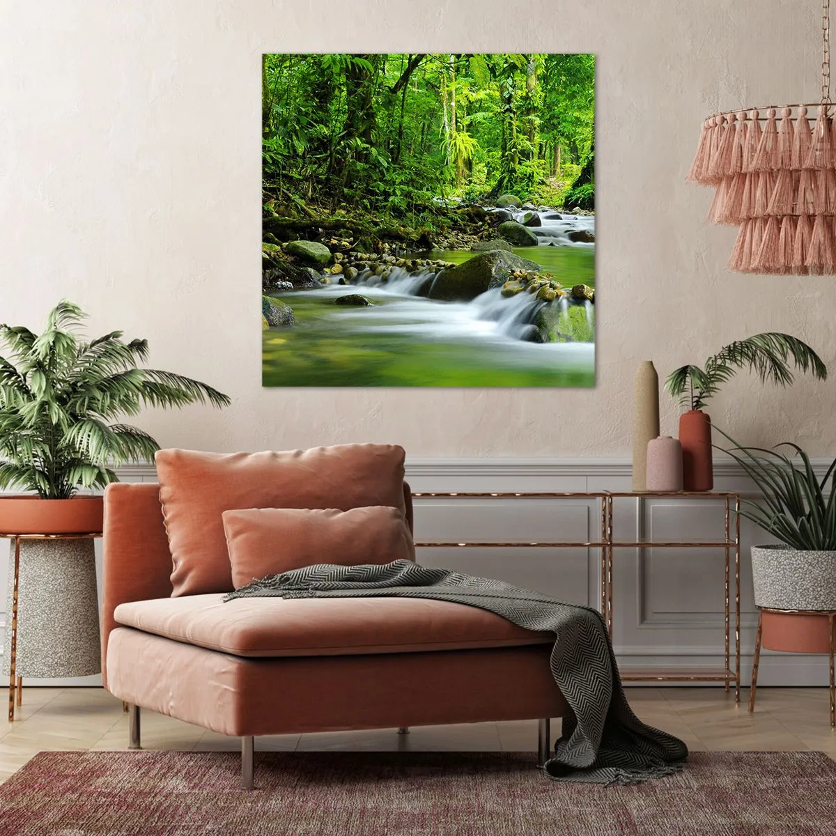 Lærredstryk - Billede på lærred - Svøm i et hav af grønt - 60x60 cm