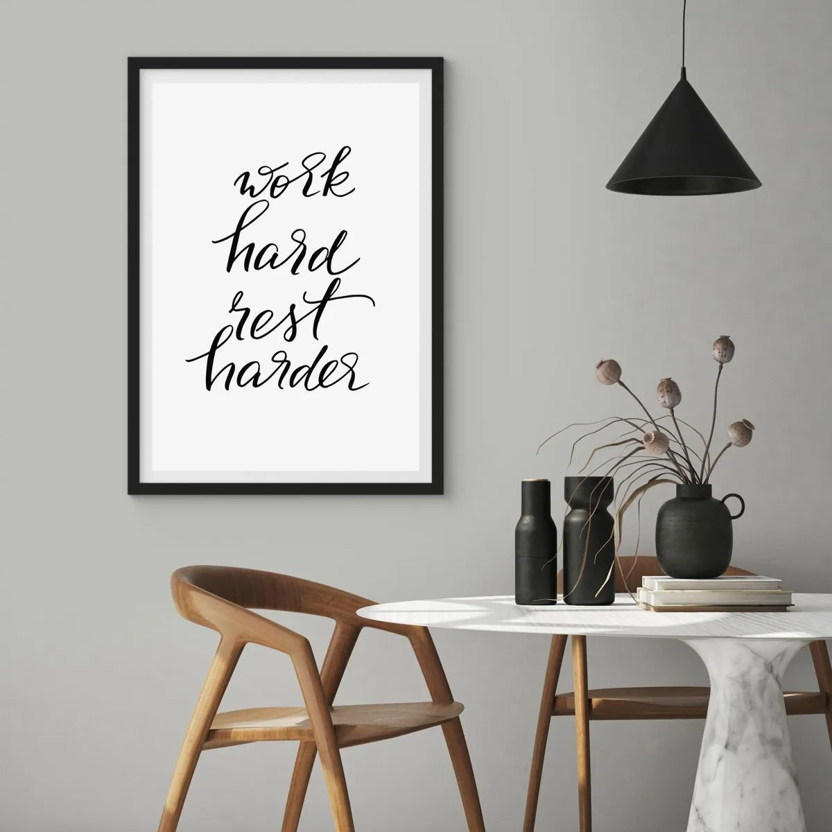 Plakat i sort ramme - Balance i livet - 40x50 cm