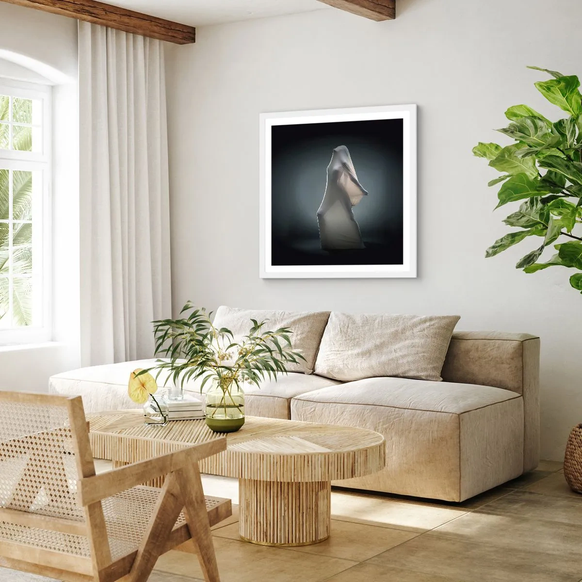 Plakat i hvid ramme - Skjulte begær - 40x40 cm