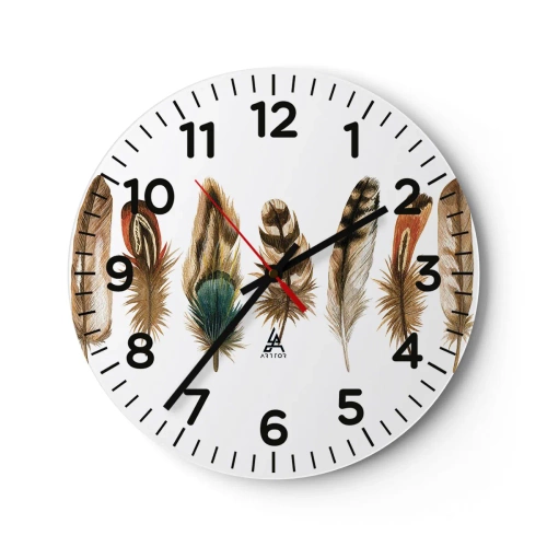 Vægur, Uret - Variation med fjer - 30x30 cm