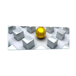 Billede på glas - Hvorfor mig? Geometrisk sammensætning - 90x30 cm