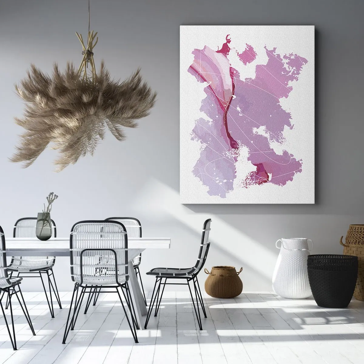 Lærredstryk - Billede på lærred - Kort over en lyserød verden - 50x70 cm
