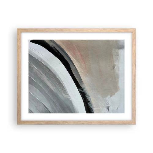 Plakat i ramme af lyst egetræ - Komposition: en bue af sort og gråt - 50x40 cm