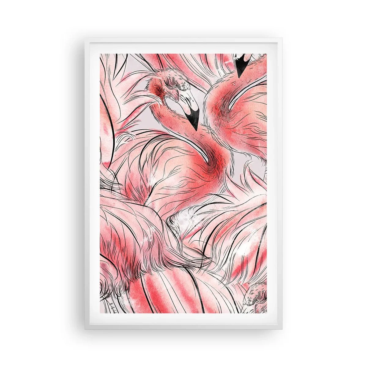 Plakat i hvid ramme - Fugle corps de ballet - 61x91 cm