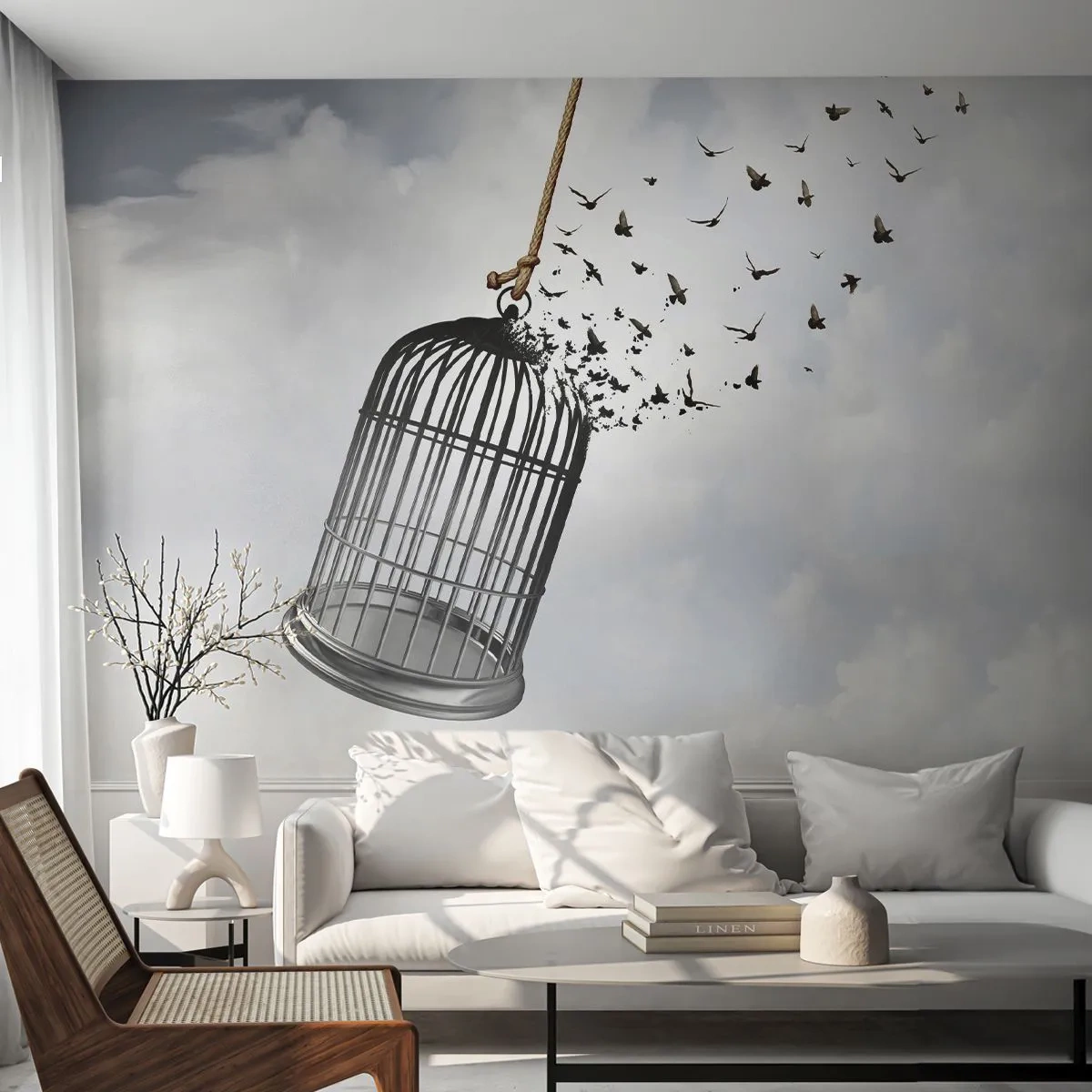 Fototapet Premium Canvas - Tro...håb...frihed! - Abstraktion, Fugle, Stykke - 350x256 cm