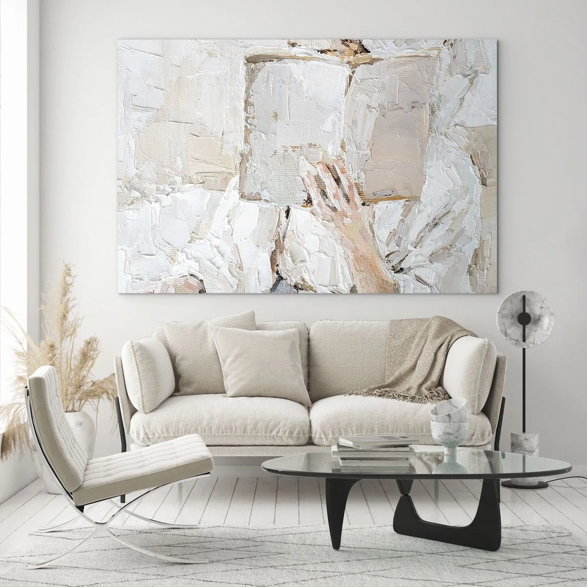 Billede på glas - En person fordybet i at læse en bog mod en lys, impressionistisk baggrund - 70x50cm - I en anden verden - Moderne vægdekoration til stue og soveværelse ARTTOR