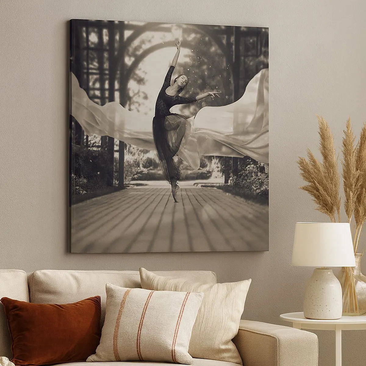 Lærredstryk - Billede på lærred - Dans i haven - 30x30 cm
