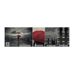 Prøve Fototapet Selvklæbende Deluxe Sticker - Det er ingenting, hvis det regner - Træmole, Hav, Gå i regnen - 100x30 cm