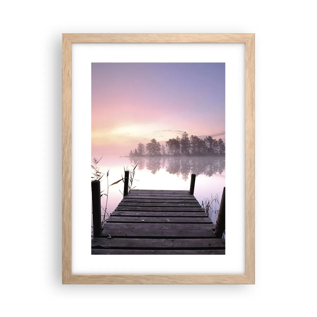 Plakat i ramme af lyst egetræ - Ud af den lilla tåge... - 30x40 cm