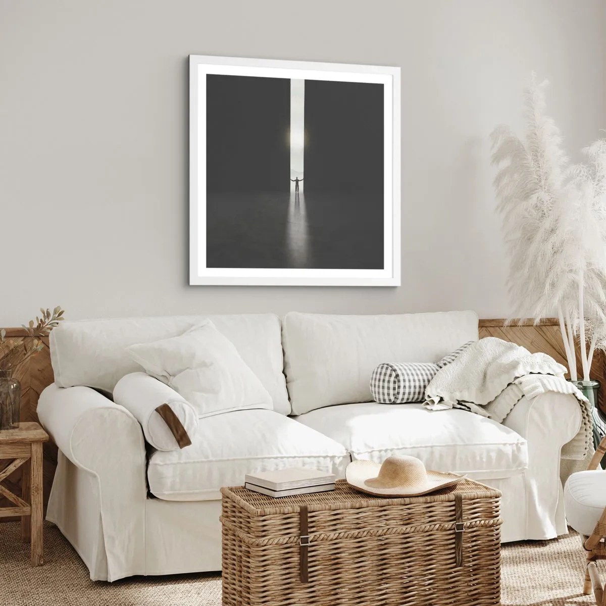 Plakat i hvid ramme - Et skridt mod en lys fremtid - 50x50 cm