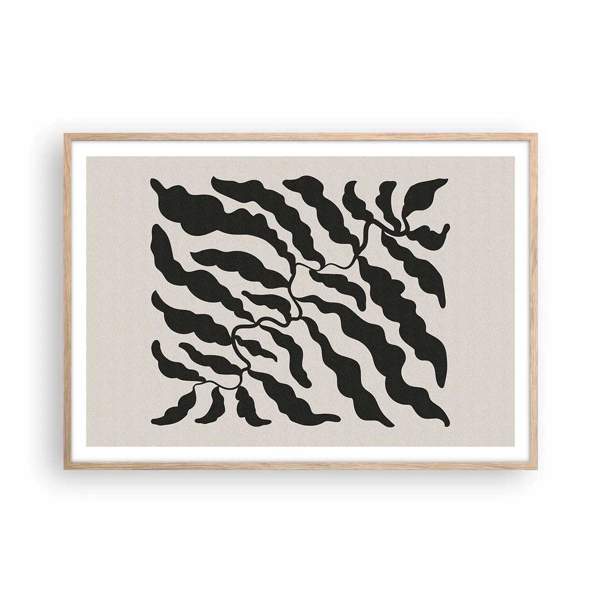 Plakat i ramme af lyst egetræ - En firkants natur - 100x70 cm