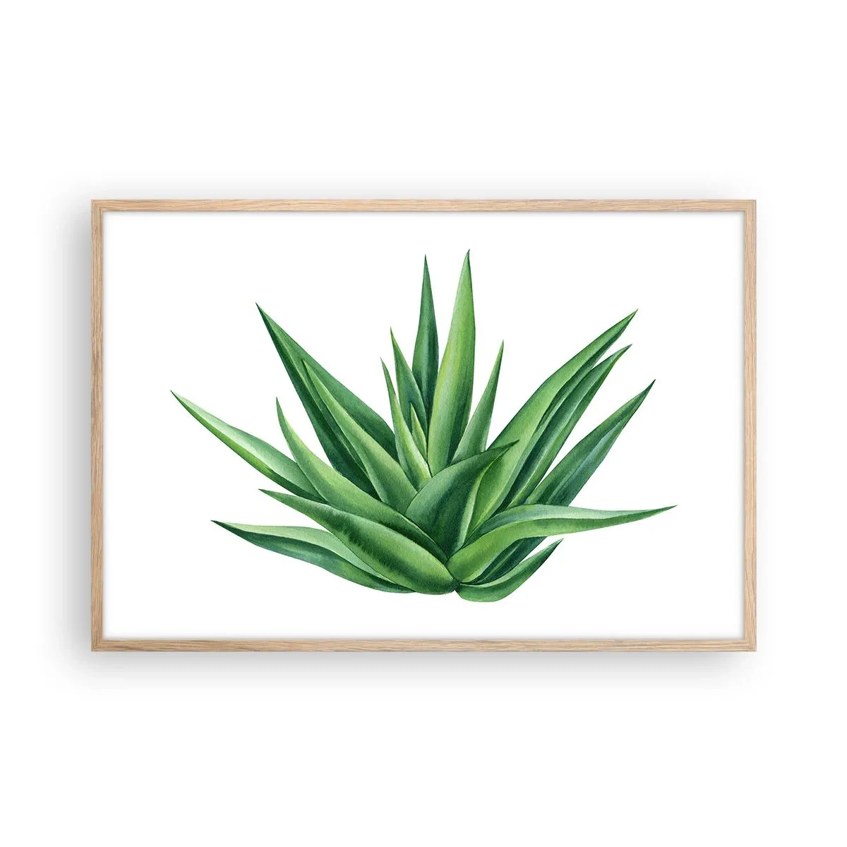 Plakat i ramme af lyst egetræ - Grøn - styrke - liv - 91x61 cm