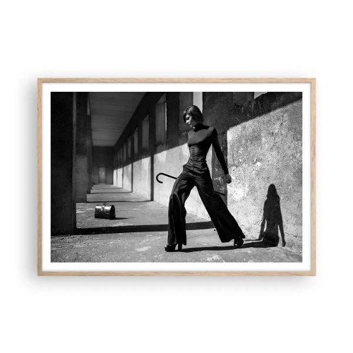 Plakat i ramme af lyst egetræ - Byens elegance - 100x70 cm