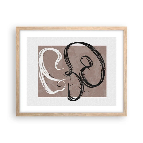 Plakat i ramme af lyst egetræ - Komposition - en søgen efter fuldstændighed - 50x40 cm