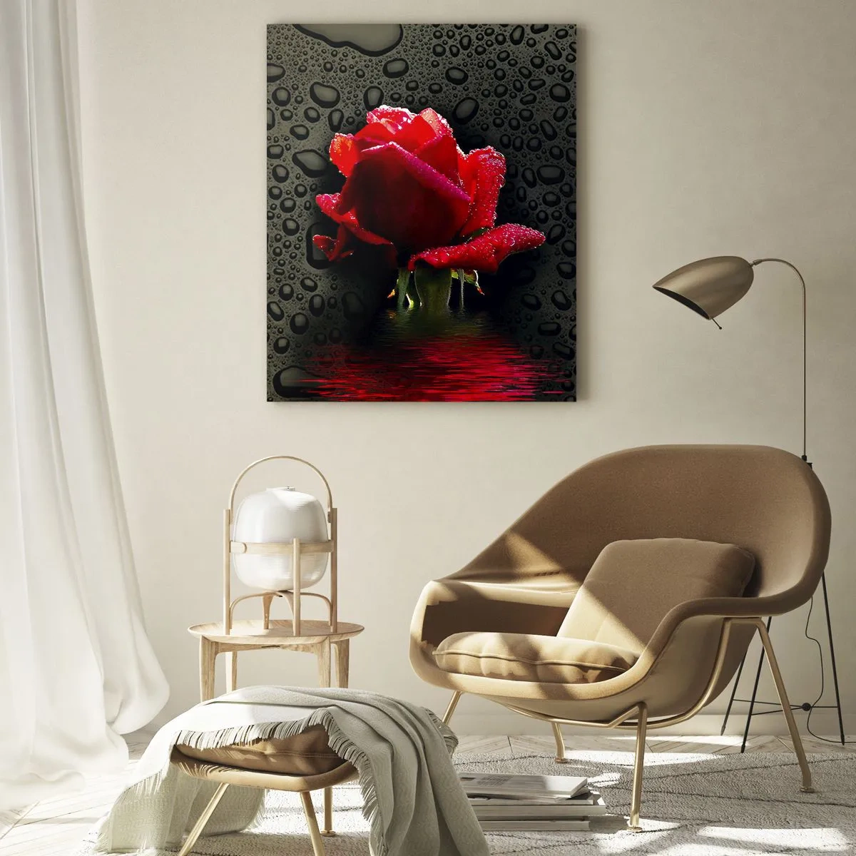 Billede på glas - Rød og sort - 50x70 cm