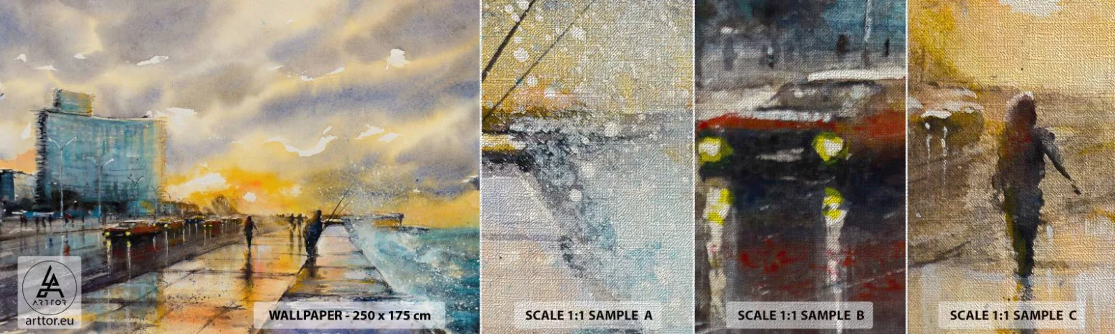 Prøve Fototapet Premium Canvas - Livet på kysten - Landskab, Stykke, Solnedgang - 100x30 cm