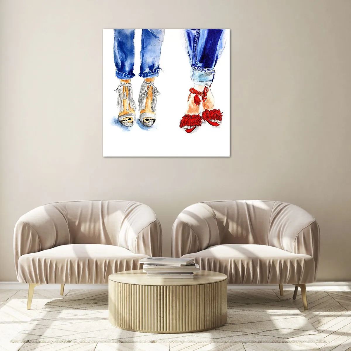 Billede på glas - Hvorfor går vi ikke en tur? - 30x30 cm