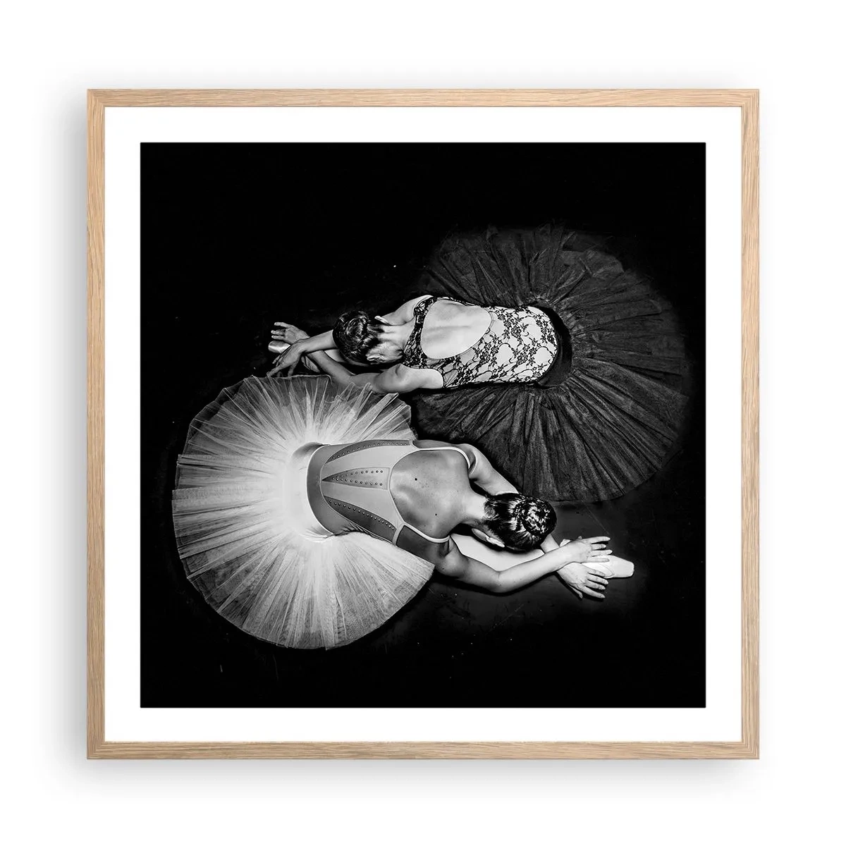 Plakat i ramme af lyst egetræ - Yin og yang - den perfekte balance - 60x60 cm