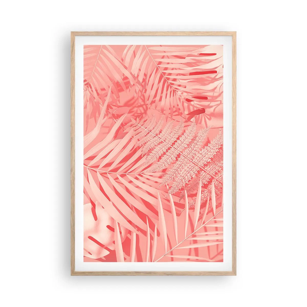 Plakat i ramme af lyst egetræ - Lyserødt koncept - 61x91 cm