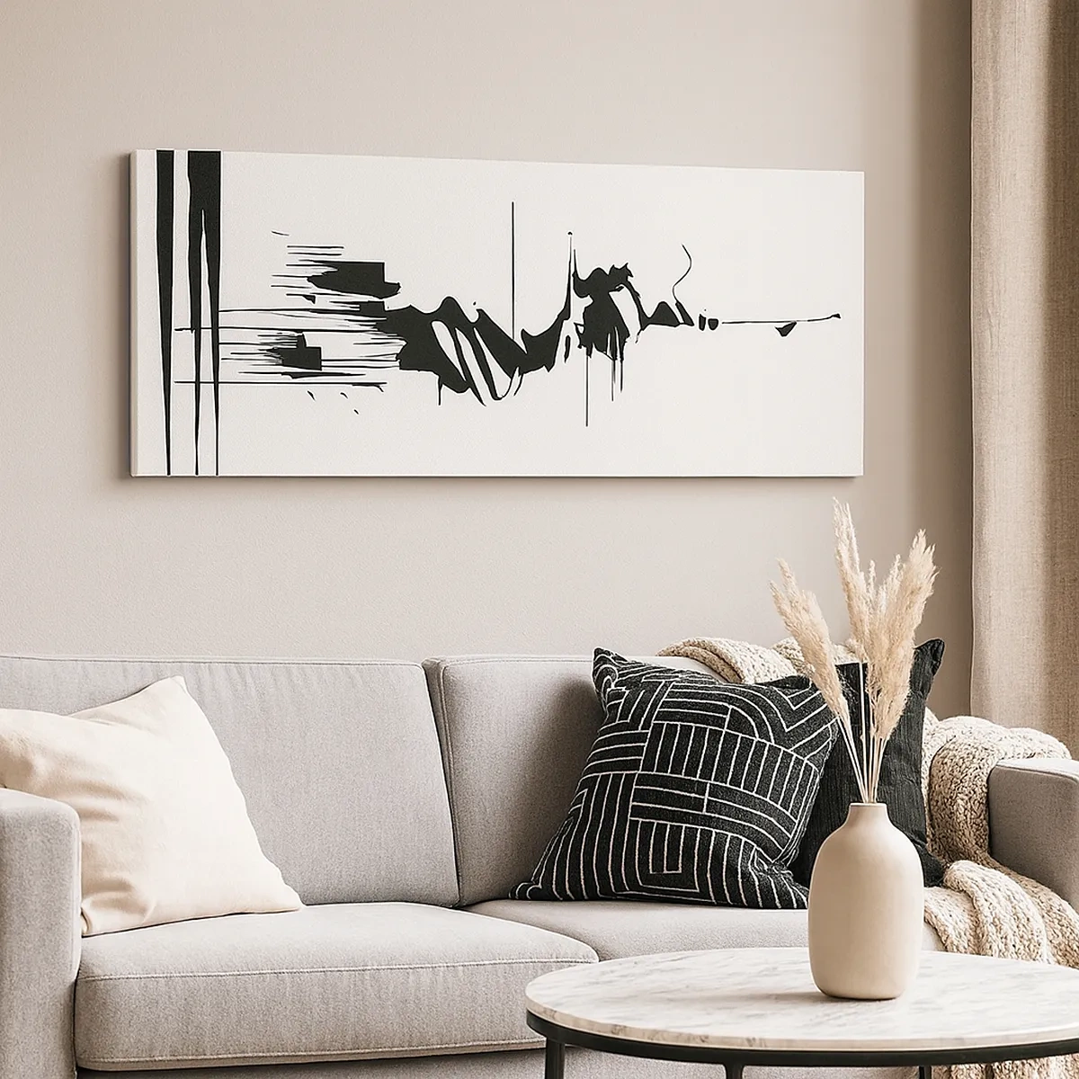 Lærredstryk - Billede på lærred - Skyndsom abstraktion - 30x30 cm