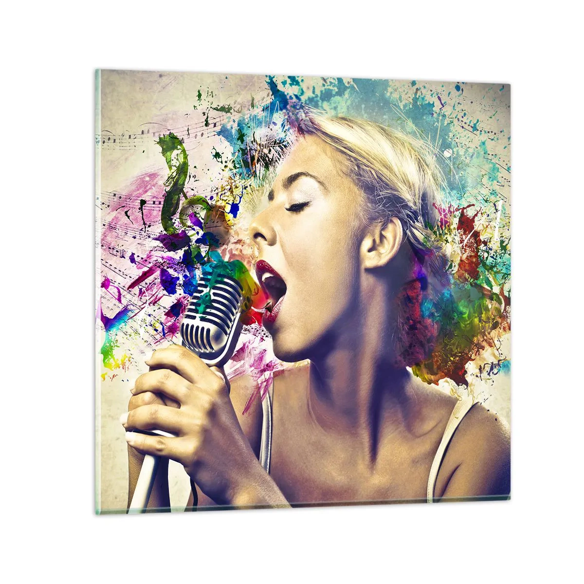 Billede på glas - Mal verden med din stemme - 30x30 cm