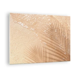 Billede på glas - Strand og skygge på sandet - 70x50cm - Skyggen af en varm sommer - Moderne vægdekoration til stue og soveværelse ARTTOR