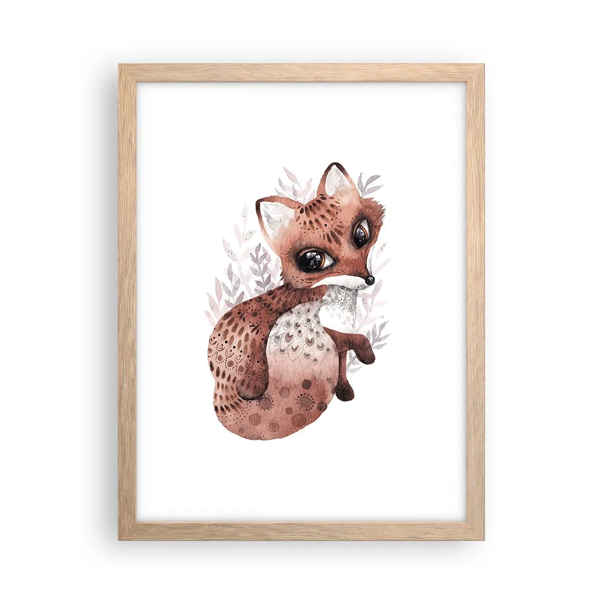 Plakat i ramme af lyst egetræ - Kun kærlighed - 30x40 cm