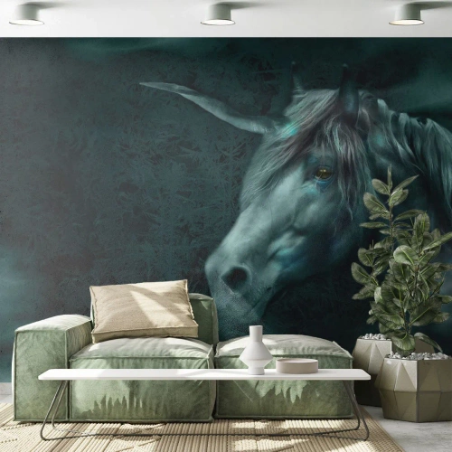 Fototapet Selvklæbende Deluxe Sticker - I en eventyrlig skov - enhjørning, Fantasi, Abstraktion - 150x105 cm