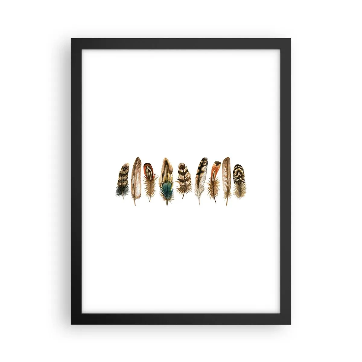 Plakat i sort ramme - Variation med fjer - 30x40 cm