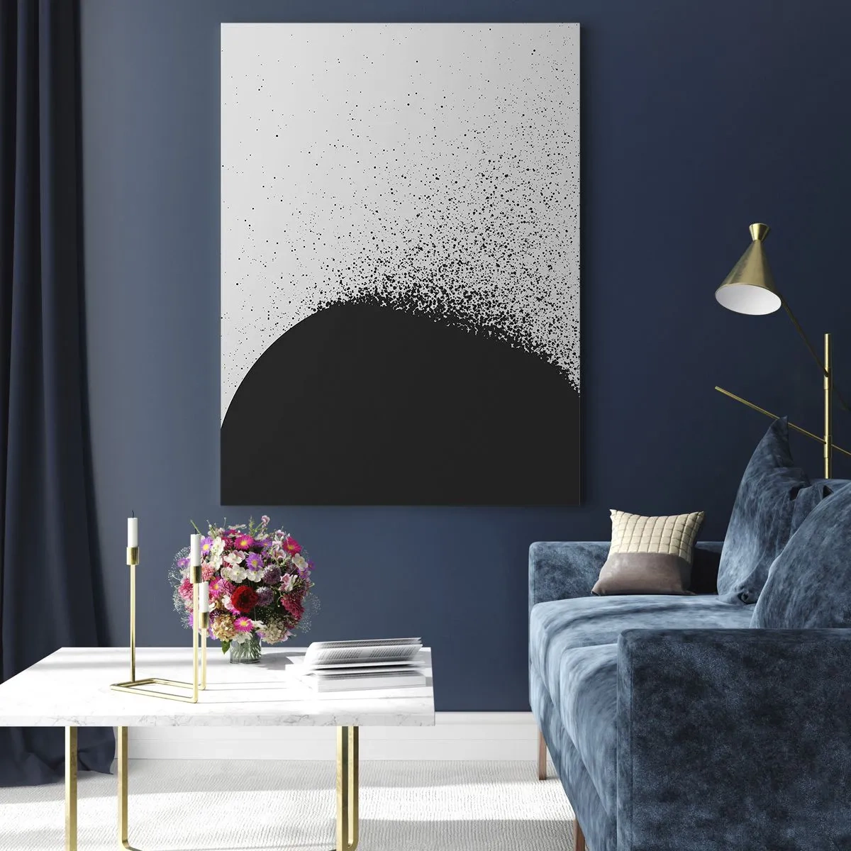 Billede på glas - Partikelbevægelse - 50x70 cm