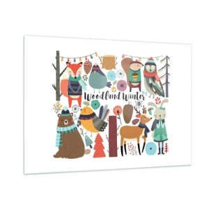 Billede på glas - En eventyrlig jul i skoven - 100x70 cm