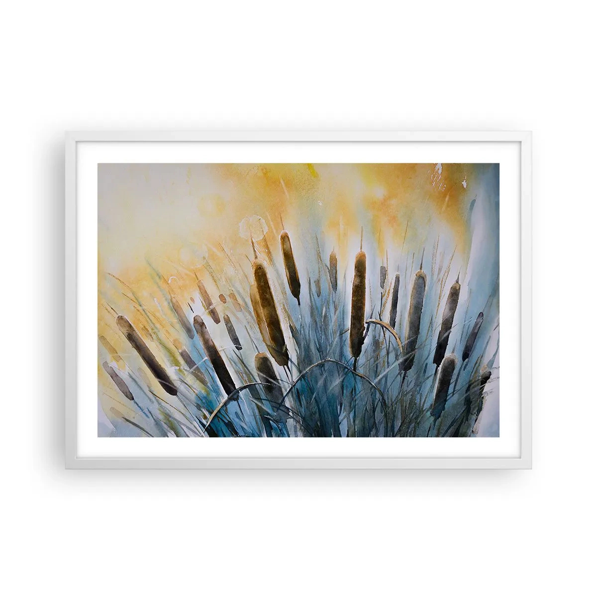 Plakat i hvid ramme - Vandets kulde, solens varme - 70x50 cm