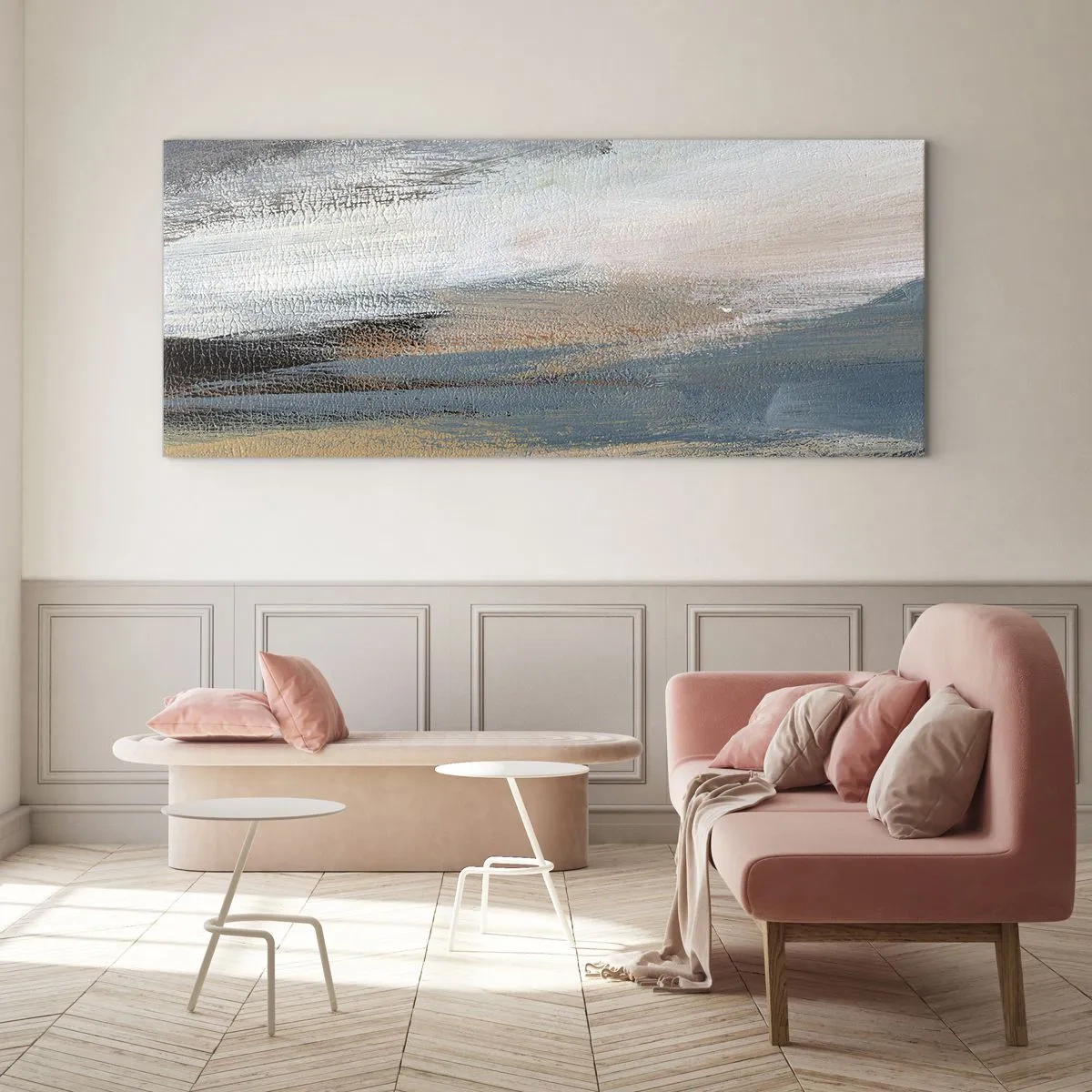 Billede på glas - Abstraktion: nordligt landskab - 140x50 cm