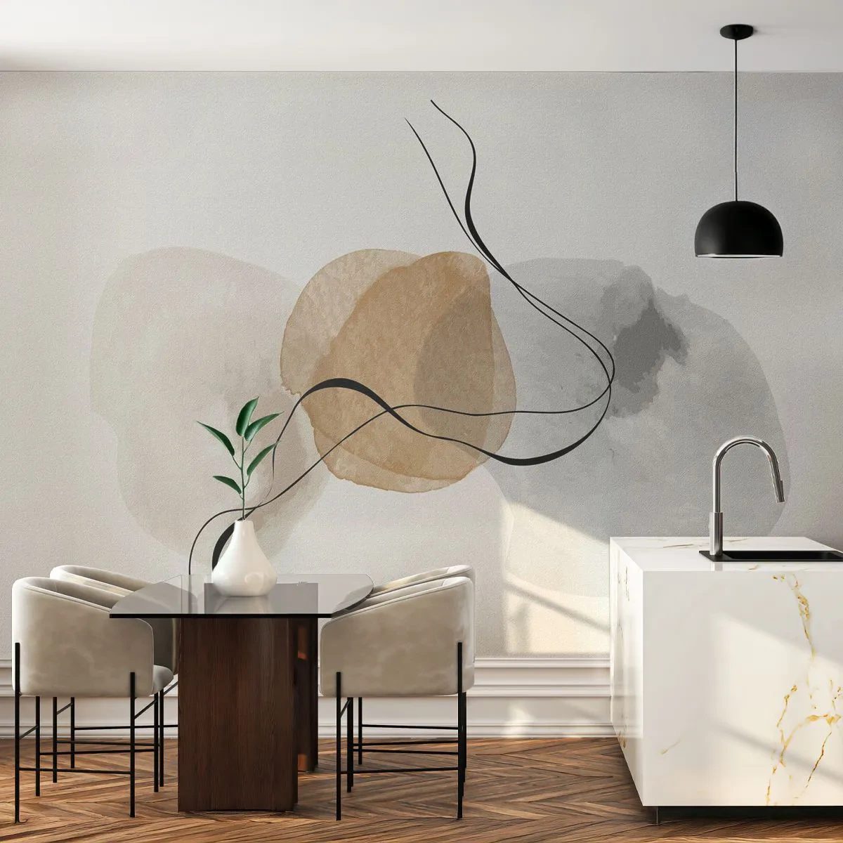 Fototapet Selvklæbende Deluxe Sticker - Perler i luften - Abstraktion, Stykke, Moderne mønster - 200x140 cm