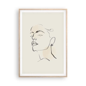 Plakat i ramme af lyst egetræ - Et stolt blik - 70x100 cm