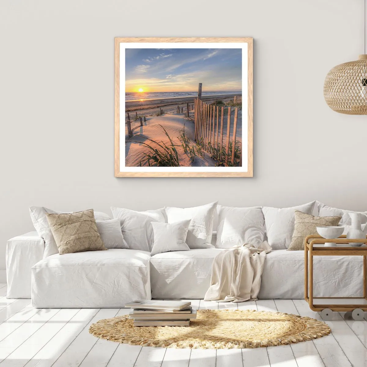 Plakat i ramme af lyst egetræ - Vindens blænding og skygge - 40x40 cm